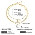 Dettagli della collana a strati in acciaio dorato 18K con ciondoli stella e luna - Collana a tre strati stella luna (JDN0305071)