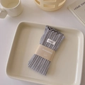 Chic gray ribbed knit mid-calf socks with cute label and decorative paper wrap - One Size / Light Gray