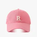 Pink oversized baseball cap for large heads with white R embroidery and 60-65cm strap - R Letter Hat-Pink