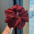Large burgundy chiffon hair scrunchie with soft pleated texture and elegant design - Burgundy