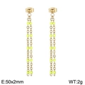Minimalist long tassel earrings with fluorescent yellow resin beads in gold finish - Gold-Fluorescent Yellow Beads