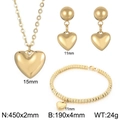Goldenes Herz-Schmuckset mit Kette, Ohrringen und Armband inklusive Größenangaben - Goldenes Schmuckset (KS43230-Z)