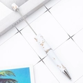 DIY plastic beadable pen with elegant white and gold marble pattern and silver metal trim - White Base with Gold Marble (19)