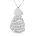 Minimalist silver geometric pendant with a smooth top and hammered triangle texture - Steel Color Minimalist Smooth Hammered Double Triangle Pendant (KP29241-K)