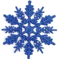Sparkling blue Christmas snowflake ornament with glitter finish and hanging hole - 10CM-6g (With Rope) / Sapphire Blue