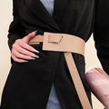 Ceinture vintage en cuir kaki avec boucle ronde unique et design bohème élégant - 26# Boucle à large anneau marron clair entrelacée