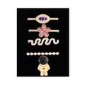 5-piece gold-plated alloy brooch set with rhinestone starfish and astronaut charms - D3021 Eye/Flower/Astronaut Set 11