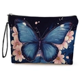 Kosmetiktasche mit blauem Schmetterlingsdruck, rosa Blumen und praktischer Handschlaufe - Blauer Schmetterling Kirschblüten Druck (Stil 1)