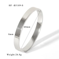 Polished silver stainless steel bangle detail with 8mm width and 60mm inner diameter - Width 8mm / Silver