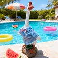 23-inch garden goose in blue and white striped summer shirt with pink bowtie - Striped Shirt