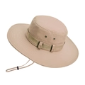 Khaki outdoor sun hat with wide brim, breathable metal eyelets and adjustable chin strap - Khaki