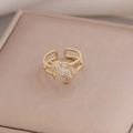 Exquisite gold unicorn open ring with micro-set zircon crystals and double-layer band - Unicorn (1# Gold) / 1# Gold