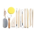 Professional 11-piece clay sculpting and pottery tool set with wood handles and sponge - Cross-border 13-piece Set (8-piece Set + Premium 5-piece Set)