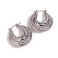 Exaggerated silver irregular textured hollow thick hoop earrings for women in trendy style - Irregular Textured Hollow Hoop Earrings - Steel