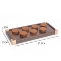 Walnut wood jewelry display tray with 8 velvet inserts and golden metal corners - 7-Position Cylinder Support