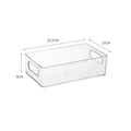 Transparent plastic fridge storage box with handles, size 25.5x15x8cm for kitchen - Wide Low Type - PET