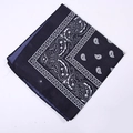 Classic black polyester paisley bandana with white floral pattern for outdoor cycling - 54*54CM / Navy Blue