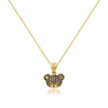 Chic gold necklace featuring a 3D bear pendant encrusted with sparkling blue zircons - 18K Gold / Blue Bear