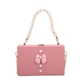 Schicke rosa Box-Handtasche mit Perlengriff und großer Schleife für stilvolle Damen - Rosa