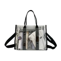 Clear PVC tote bag with black trim and double handles for beach storage or travel - Black