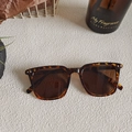 Retro square leopard print sunglasses with brown lenses and metal rivet accents - Tortoiseshell 25