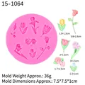 Roze siliconen vorm voor rozen en tulpen, fondant taartdecoratie en DIY-knutselen - Nr. 1 (7.5*7.5*1cm) / Roze