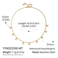 Detail view of double-layer stainless steel necklace with bead chain and zircon pendant - White Zirconia Style (YYN025398-WT)