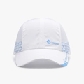 Weiße atmungsaktive Outdoor-Baseballkappe mit Netzseitenteilen und hellblauer Grafik - Verstellbar / Weiß