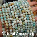 Macro shot of natural amazonite stone beads with blue-green mineral textures - Natural Amazonite 4mm (Approx. 90pcs) Strand