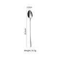 Polished 19.6cm stainless steel long handle spoon with mirror finish and 2.8cm wide head - 304 Steel-Long Handle Ice Pointed Spoon