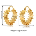 Modern gold round hoop earrings with layered geometric rectangular design and glossy finish - Square Layered Geometric Style (KE1408) / 18K Gold