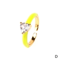 Adjustable gold ring with fluorescent yellow enamel and heart-shaped zircon crystal - Heart / Yellow