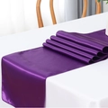 Elegant purple satin table runner with glossy silk texture for wedding table decor - 30x275cm / Dark Purple