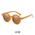 Kids round frame sunglasses in matte ginger yellow with brown lenses, model C20 - Frosted Earth Yellow Frame Tea Lens
