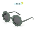 Flower shaped children's sunglasses in matte Morandi green with dark grey lenses - Dark Green