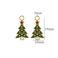 Golden 18K stainless steel green Christmas tree charms with red star and 19mm size mark - Christmas Tree with Colorful Stones