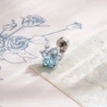 Cute paw print cartilage stud earring with light blue zircons and flat back screw - Light Sea Blue