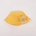 Vibrant yellow cotton bucket hat for kids featuring a plush bear and fabric labels - CM8008 Plush Doll Series / Yellow