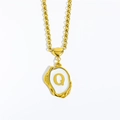 18K gold plated necklace with a 3D letter Q pendant featuring a white enamel inlay - Letter-Q