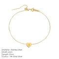 Stainless steel gold anklet with heart pendant featuring an engraved letter A on white back - Style A (CDJP002) / Gold