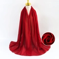 Solid red pearl chiffon scarf for women shown on a model with detailed fabric texture - Olive Green