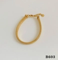 Minimalist gold striped herringbone snake chain bracelet with adjustable lobster clasp - Gold Bracelet (B603)