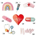 Nurse embroidery patches collection with stethoscope, syringe and heart designs in 8-piece set - Hot Melt Adhesive Patch Combo (8 Pcs)