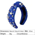 Royal blue knotted headband with white pearls and sparkling rhinestones 16x13x5.5cm - Royal Blue Artificial Pearl Rhinestone Headband