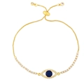 Bracciale regolabile occhio greco oro con zaffiro blu e pietre di zircone bianco - Blu