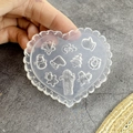 Christmas themed clear silicone nail mold with bell and snowman shapes for DIY nail art - #014 Christmas Bell Glove Heart Mold