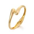 Modern double-layer golden cuff bracelet with teardrop ends and hinge mechanism - Gold Teardrop Hinge (SZYS-021HJ-JS)