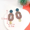 Handmade red and green checkered geometric earrings with gold charms for Christmas - Red Green Plaid Circular Disk