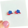 Detail of glitter American flag cowboy hat studs held in hand for Independence Day - Flag Cowboy Hat / Color 3
