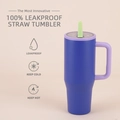 Blue and purple 40oz insulated tumbler with green straw and 100% leak-proof lid - 40oz / Type C (Blue Colorblock)